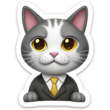 cat secretary sitting on top of the gold cloud sticker