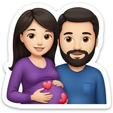 Una mujer embarazada y un hombre con barba ambos cabello oscuro  sticker