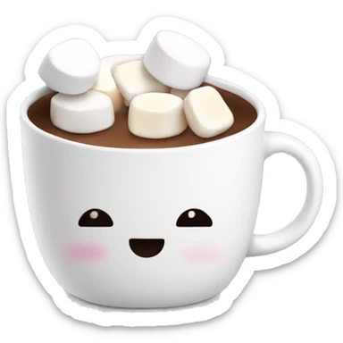 White cozy mug with hot chocolate and marshmallows on top sticker