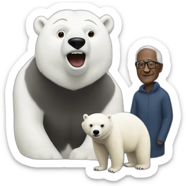 Desmond Tutu being racist to a polar bear sticker
