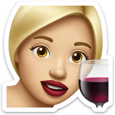 Glass of wine with lipstick  sticker