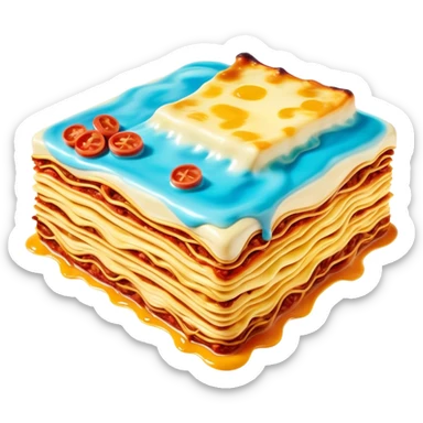 surreal salvadore dali style flying melting spam lasagna landscape sticker