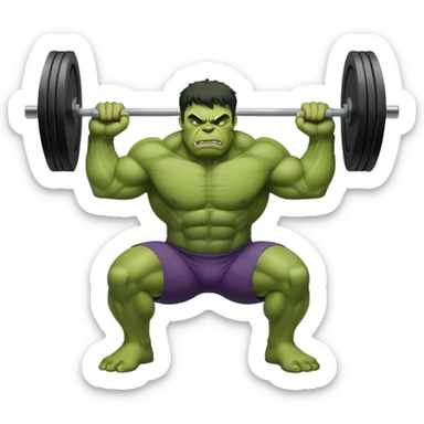 hulk doing heavy squats sticker