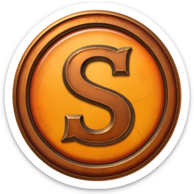 Create a custom emoji badge featuring a stylized, letter “S”. Theme it in the Bronze rank style from League of Legends. Use warm bronze metals, orange-brown highlights, and a polished but aged texture. Emblem-like design, vibrant and high clarity.
 sticker