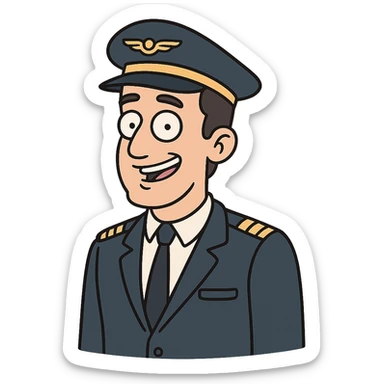 flat toon style pilot sticker