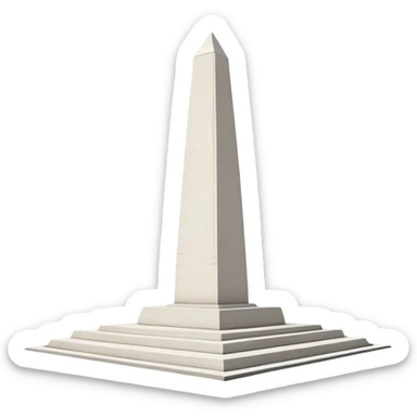 The Obelisk of Buenos Aires, a simple tall white stone monument with a pointed top, no staircase or base at the bottom, standing directly on flat ground, iconic Argentine landmark sticker