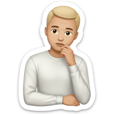 light skin man pensative, full body con la mano en el menton sticker