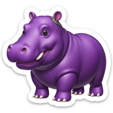 A hippo made of eggplant sticker