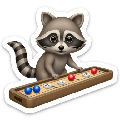 Raccoon playing deck shuffleboard sticker