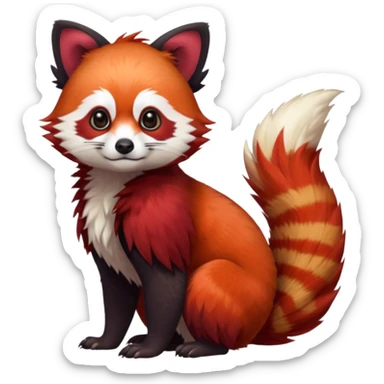 Red-Panda-Cacomistl-Red-Jay-bird-Gryphon-Trico-Furret-hybrid-fusion-Fakémon-animal sticker