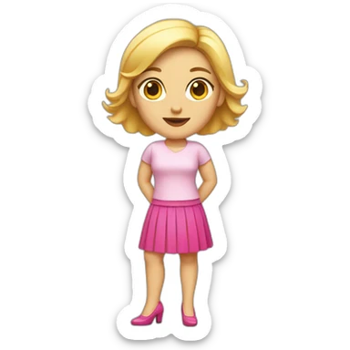White woman in pink skirt and high heels sticker