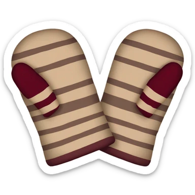 Beige and Burgundy striped mittens  sticker