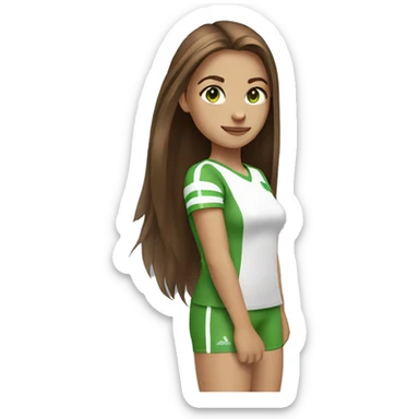 Sporty girl with brown long hair and green eyes sticker