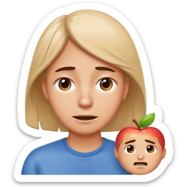 face showing stress about the future but still going with the flow, worried eyes, small tense smile, sweat drop, Apple iMessage emoji style sticker