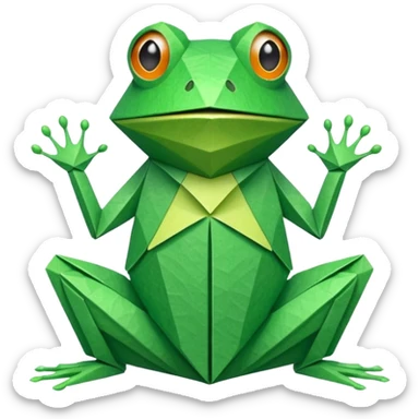 green origami frog  sticker