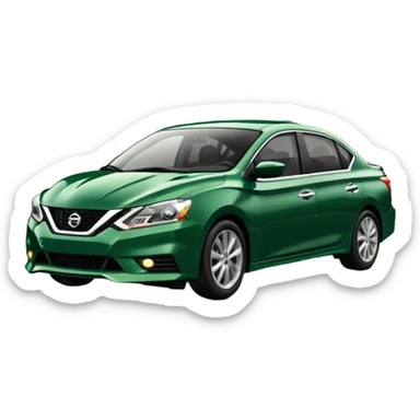 Dark green Nissan Sentra speeding down the road  sticker