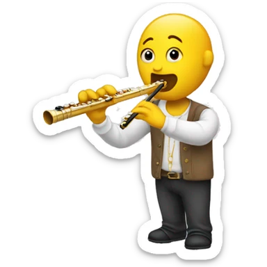 Yellow emoji playing yellow flute sticker