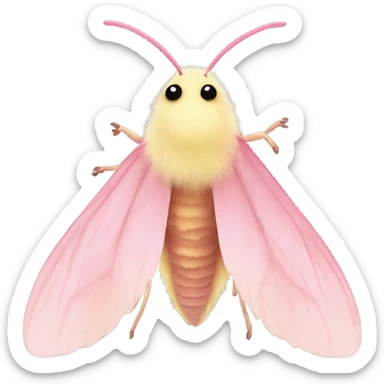 Fluffy pretty Rosy maple moth no mouth sticker