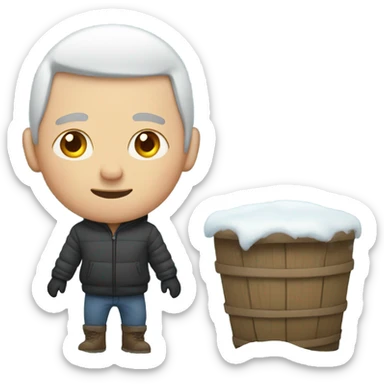 White man up to his waist in snow sticker