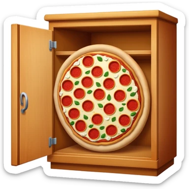 Une pizza au dessus d'un cabinet  sticker