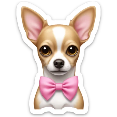 Light brown and white chihuahua with pink bow sticker