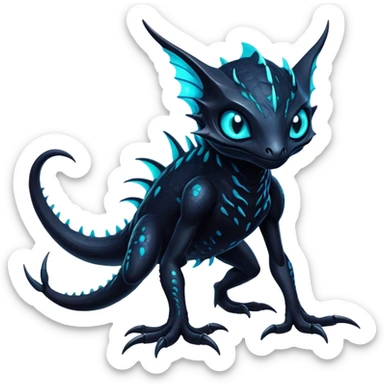 Black Dark Exotic Nocturnal Neon-glowing Abyssal Nightly Abyss-Fakémon-Creature sticker
