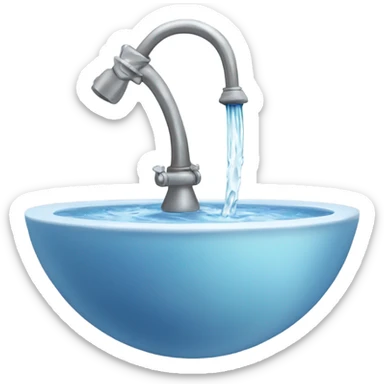 Water flowing from a faucet and a bowl sticker