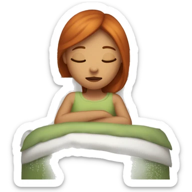 Woman with copper hair sleeping in her bed  sticker