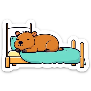 Adorable capybara sleeping in bed  sticker