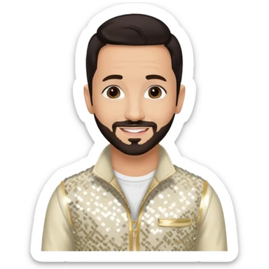 AJ McLean from Backstreet Boys with dark brown hair, ivory sequin outfit sticker