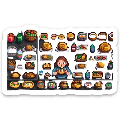 person eating a large amount of food sticker