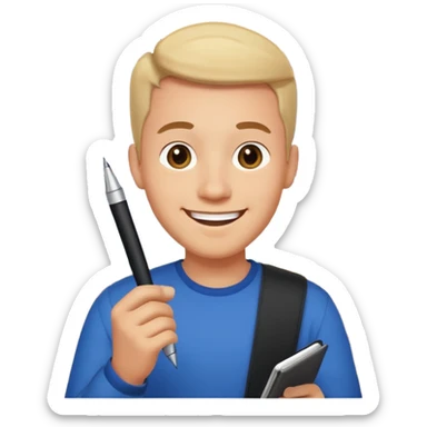 happy man leaving review sticker