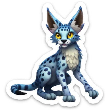 Epic Edgy Colorful ethereal eldritch Sergal-Serval-Vernid full body sticker