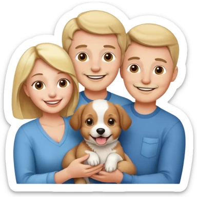 Maman papa avec son bébé chien sticker