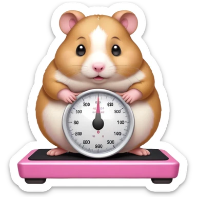 fat hamster big belly stepping on a broken scale looking guilty sticker
