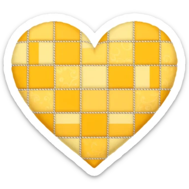 yellow heart with a patchwork pattern sticker