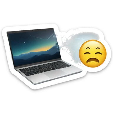 Laptop screen with bad metrics and sleepy emoji sticker