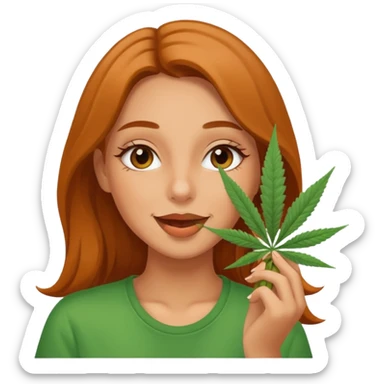 Girl happy smelling marijuana  sticker