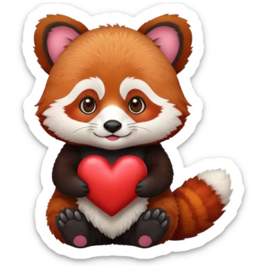 Red panda good night with heart sticker