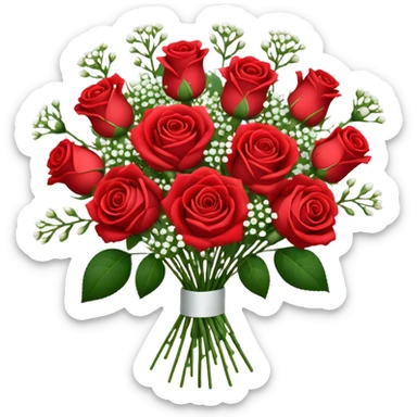 Rose bouquet with babies breath sticker