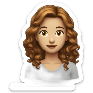 Fille cheveux mi longs bruns yeux verts sticker