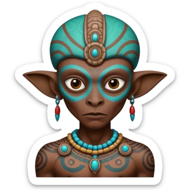 alien mayan ancient with tatooed sticker