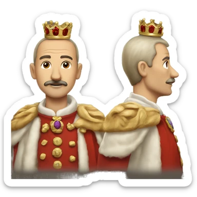 Create a classic emoji with a friendly man with an imperial crown on his head, a straight brown moustache, an ermine coat over his shoulder and the number 5 on his crown. His clothes are red. sticker