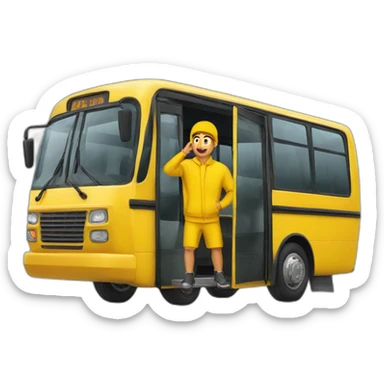 Armenian men in yellow clothing in the bus sticker
