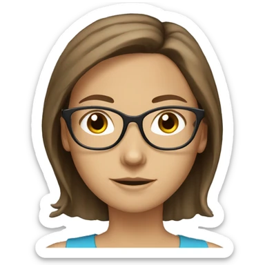 Brown haired white girl with glasses studying  sticker