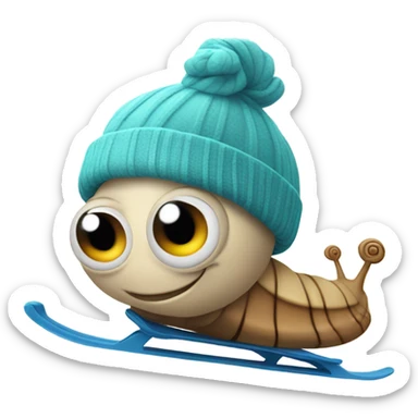 Cute snail skiing sticker
