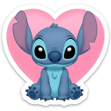 Cute Stitch with a heart sticker