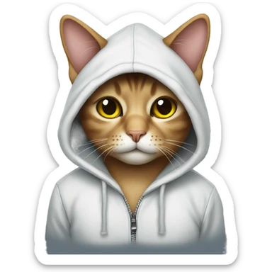 cat with a hoodie and glass and boots sticker