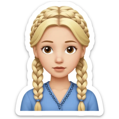 white girl 10 blonde braids sticker