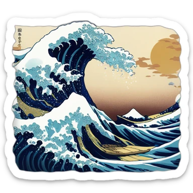 Hokusai wave in the style of Disney sticker